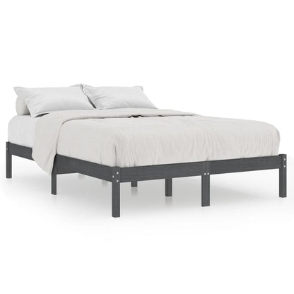 vidaXL Bed Frame | Grey | Solid pinewood | 200 x 200 cm | Durable | Bed Frame