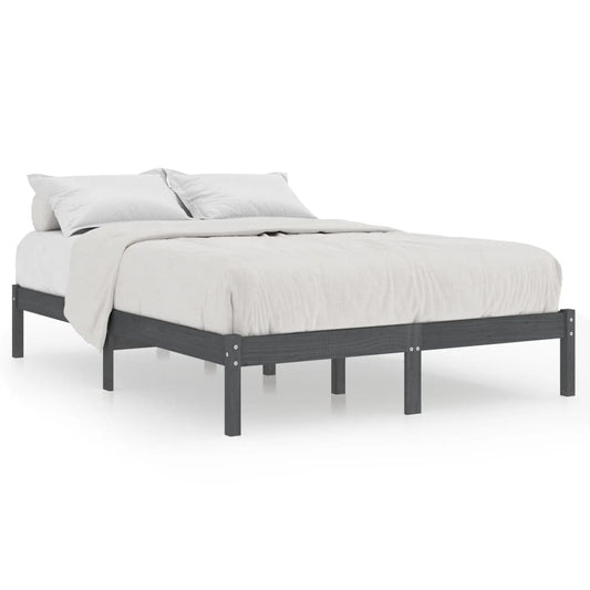 vidaXL Bed Frame | Grey | Solid pinewood | 200 x 200 cm | Durable | Bed Frame