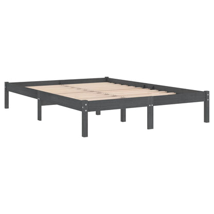 vidaXL Bed Frame | Grey | Solid pinewood | 200 x 200 cm | Durable | Bed Frame