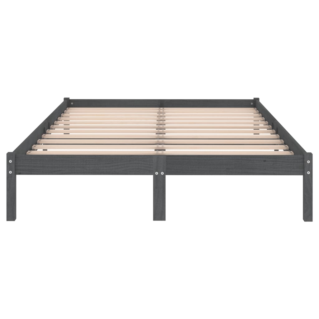 vidaXL Bed Frame | Grey | Solid pinewood | 200 x 200 cm | Durable | Bed Frame