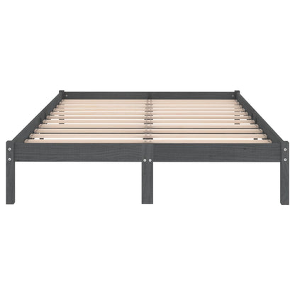 vidaXL Bed Frame | Grey | Solid pinewood | 200 x 200 cm | Durable | Bed Frame