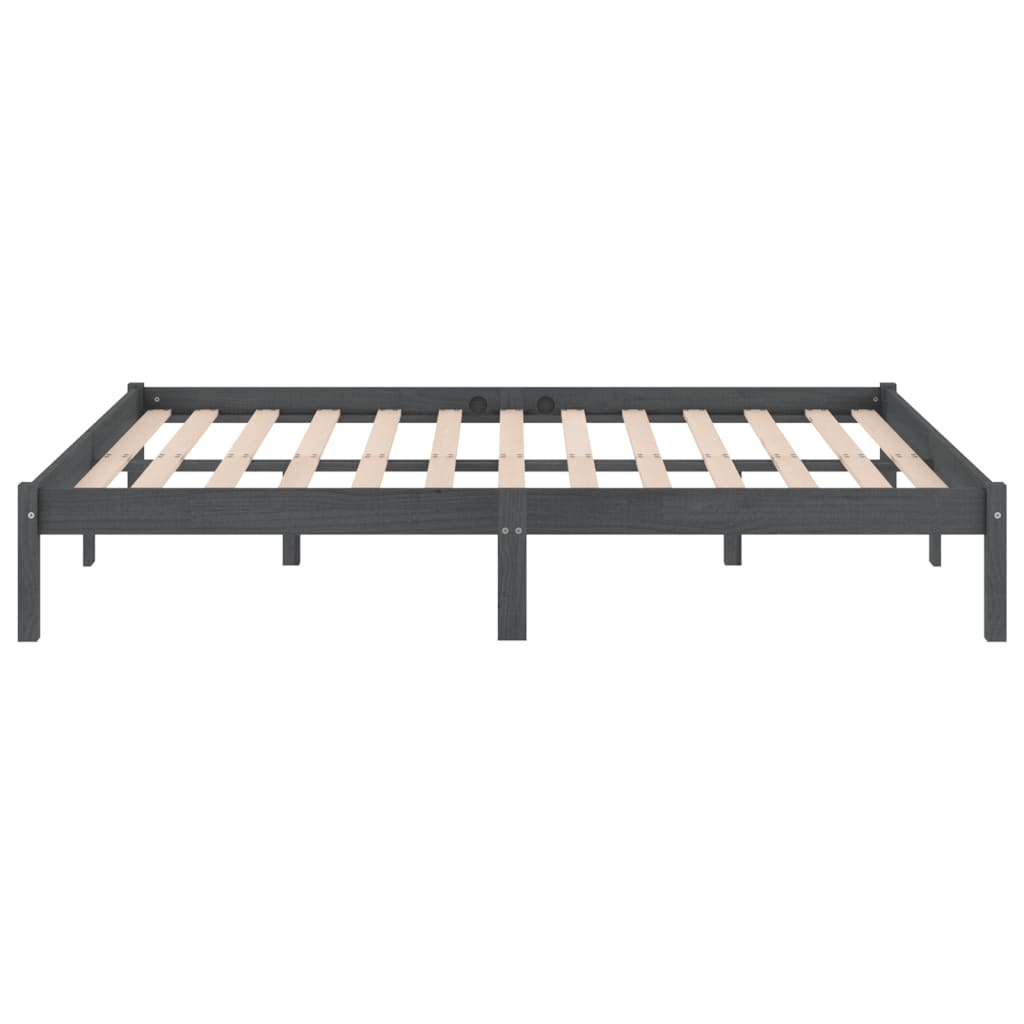 vidaXL Bed Frame | Grey | Solid pinewood | 200 x 200 cm | Durable | Bed Frame