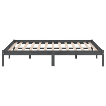 vidaXL Bed Frame | Grey | Solid pinewood | 200 x 200 cm | Durable | Bed Frame