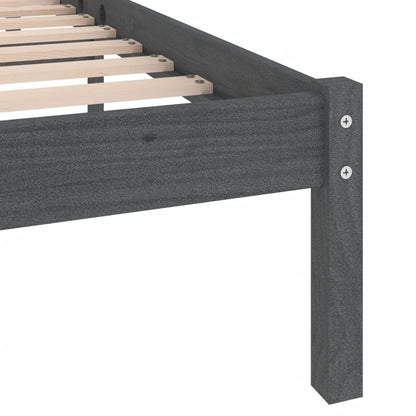 vidaXL Bed Frame | Grey | Solid pinewood | 200 x 200 cm | Durable | Bed Frame