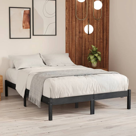 vidaXL Bed Frame | Grey | Solid pinewood | 200 x 200 cm | Durable | Bed Frame