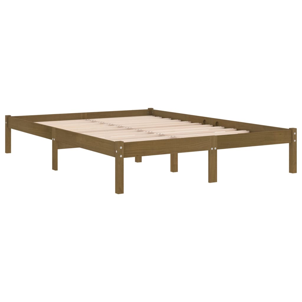 vidaXL Bed Frame | Honey brown | Solid pine wood | 200x200 cm | Durable