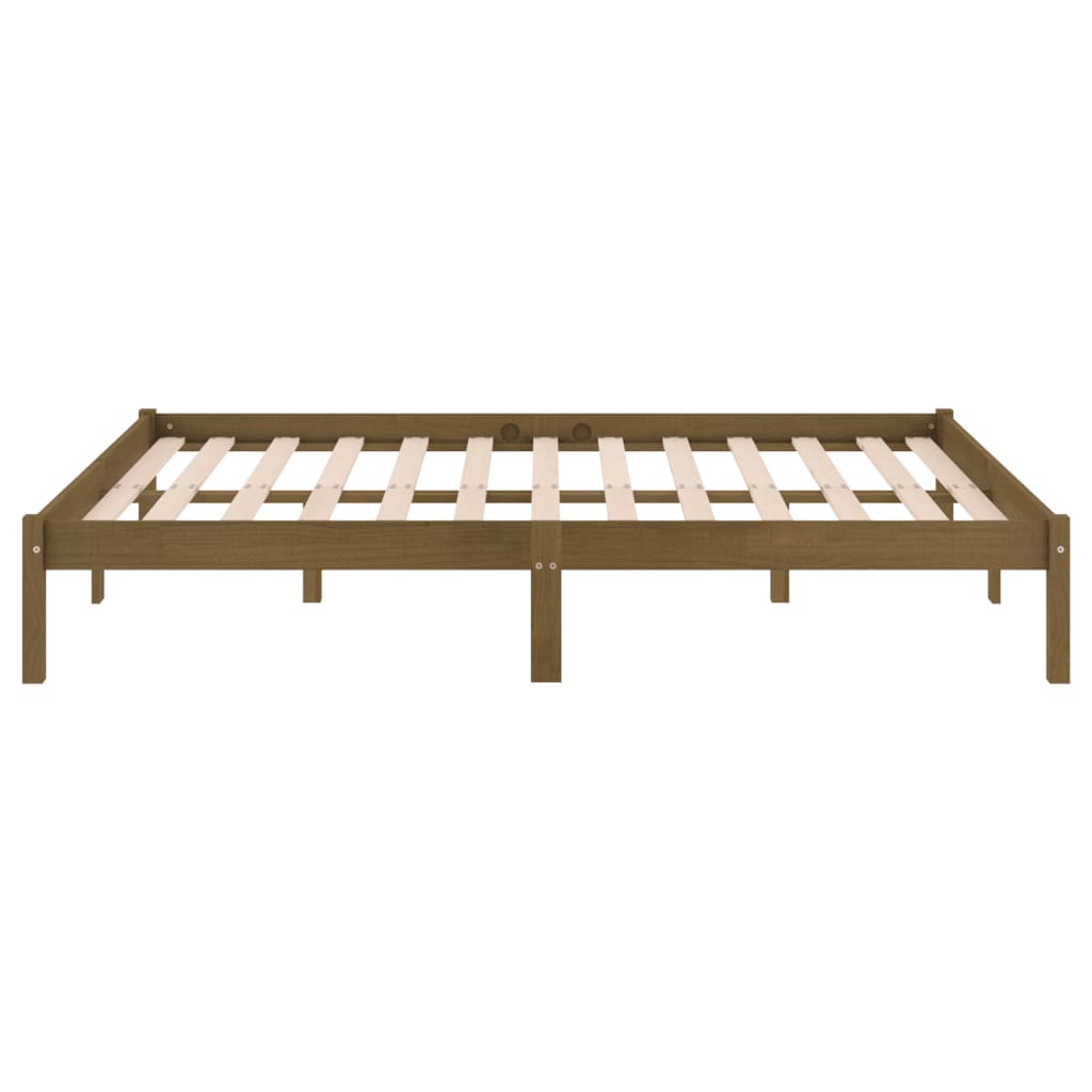 vidaXL Bed Frame | Honey brown | Solid pine wood | 200x200 cm | Durable
