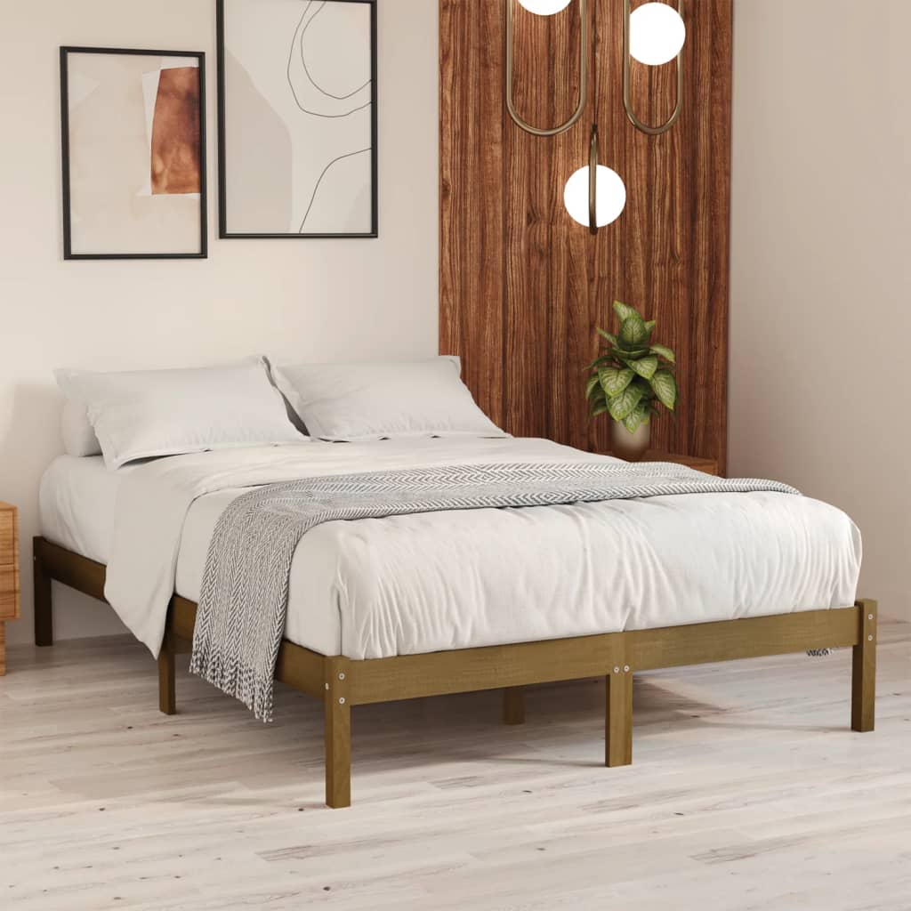vidaXL Bed Frame | Honey brown | Solid pine wood | 200x200 cm | Durable
