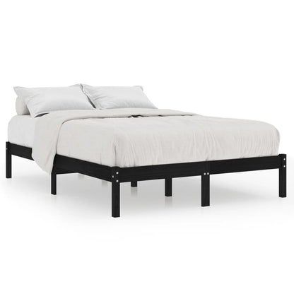 vidaXL Bed Frame | Black | Solid pinewood | 200x200 cm | Bed Frame | Rectangular