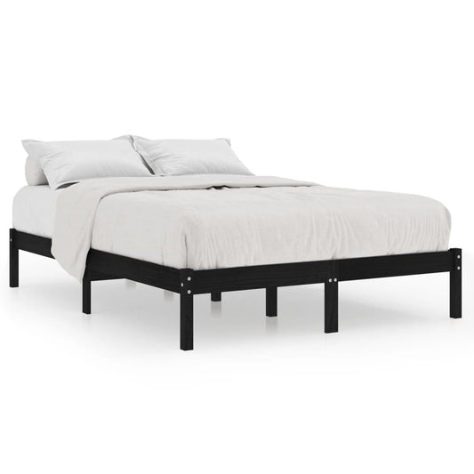 vidaXL Bed Frame | Black | Solid pinewood | 200x200 cm | Bed Frame | Rectangular