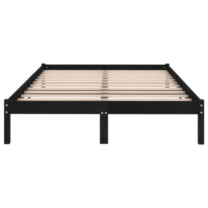 vidaXL Bed Frame | Black | Solid pinewood | 200x200 cm | Bed Frame | Rectangular