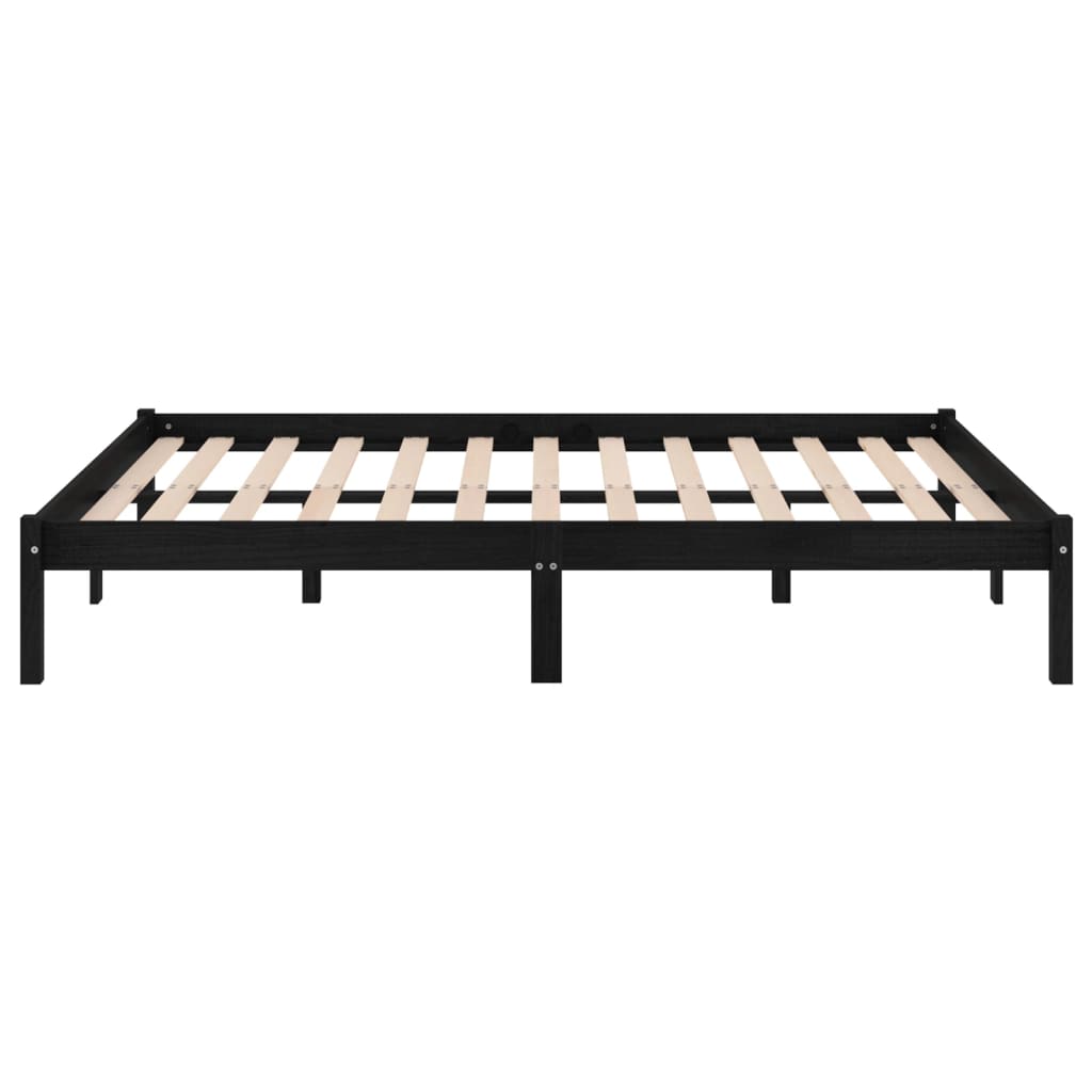 vidaXL Bed Frame | Black | Solid pinewood | 200x200 cm | Bed Frame | Rectangular