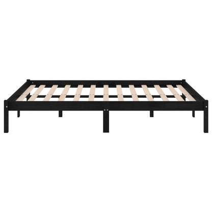 vidaXL Bed Frame | Black | Solid pinewood | 200x200 cm | Bed Frame | Rectangular