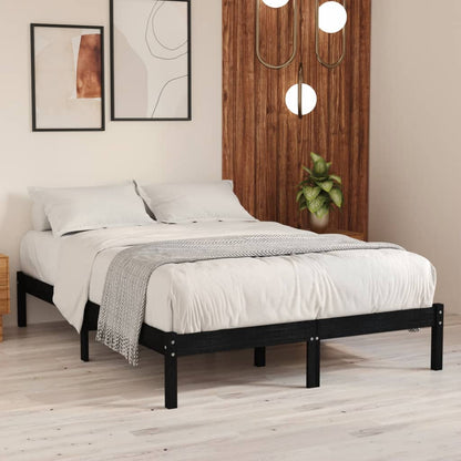 vidaXL Bed Frame | Black | Solid pinewood | 200x200 cm | Bed Frame | Rectangular