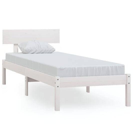 vidaXL Bed Frame | White | Solid Pinewood | Small Single | Durable  | Bed Frame