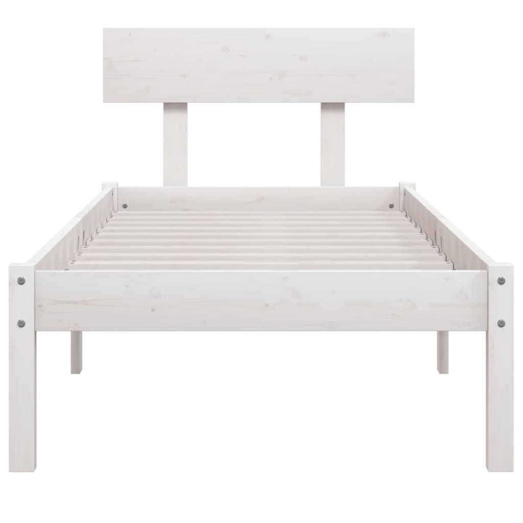 vidaXL Bed Frame | White | Solid Pinewood | Small Single | Durable  | Bed Frame