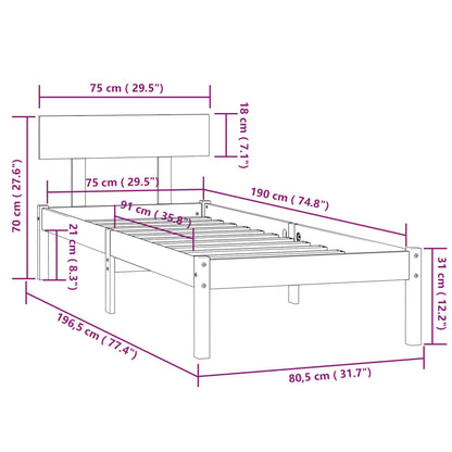 vidaXL Bed Frame | White | Solid Pinewood | Small Single | Durable  | Bed Frame