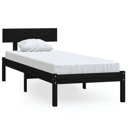 vidaXL Bed Frame | Black | Solid pine wood | Small Single | Bed Frame