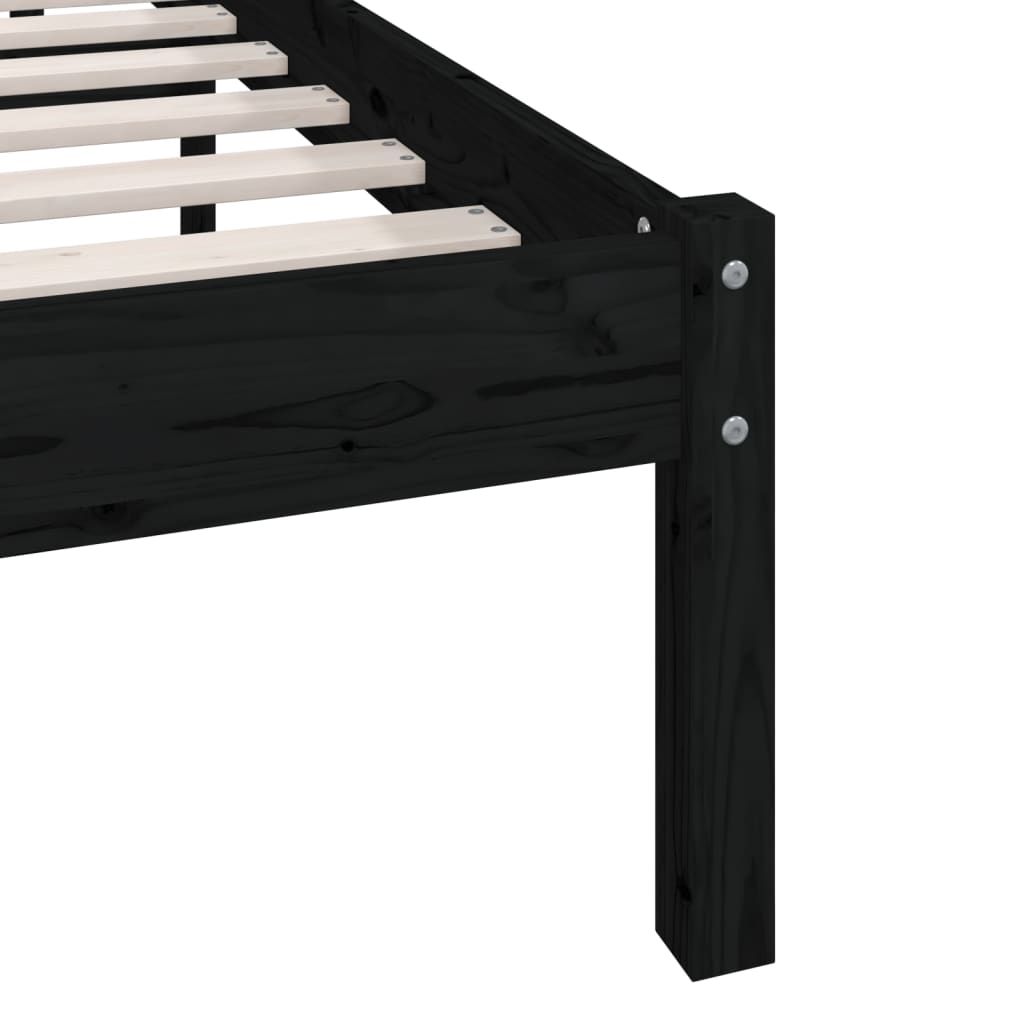 vidaXL Bed Frame | Black | Solid pine wood | Small Single | Bed Frame