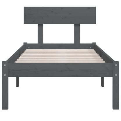 vidaXL Bed Frame without Mattress Grey Solid Wood Pine Single