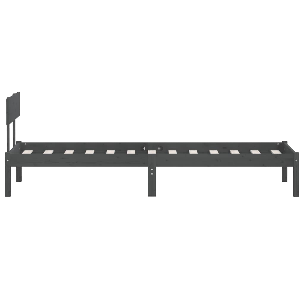 vidaXL Bed Frame without Mattress Grey Solid Wood Pine Single