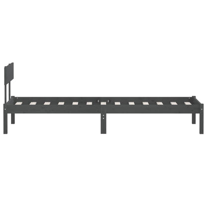 vidaXL Bed Frame without Mattress Grey Solid Wood Pine Single
