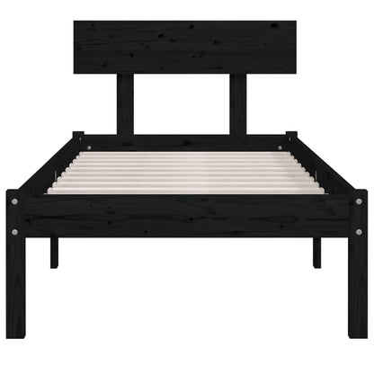 vidaXL Bed Frame | Black | Solid pinewood | Single | Durable | Bed Frame