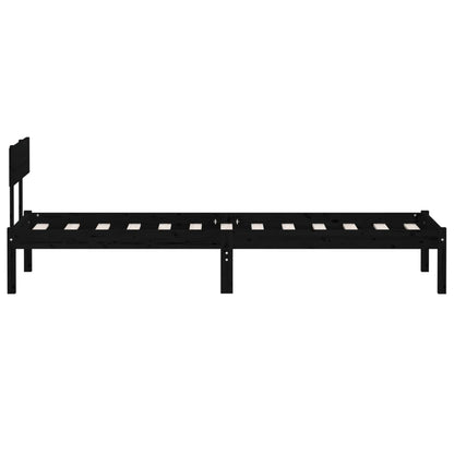 vidaXL Bed Frame | Black | Solid pinewood | Single | Durable | Bed Frame