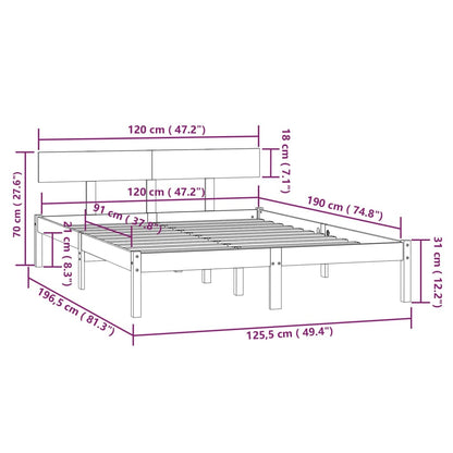 vidaXL Bed Frame without Mattress Grey Solid Wood Small Double