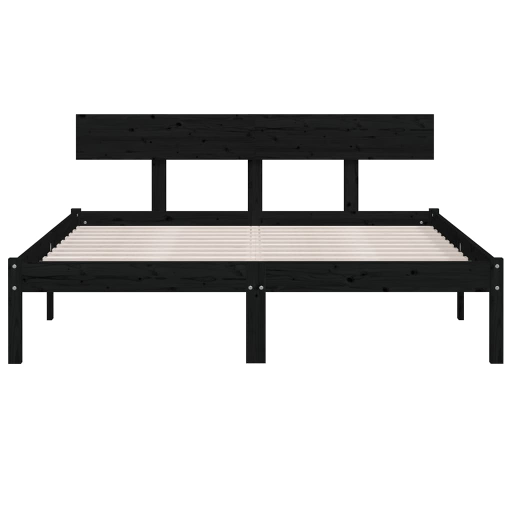 vidaXL Bed Frame | Black | Solid pinewood | Small Double | Hardwood | Bed Frame