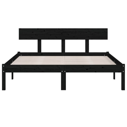 vidaXL Bed Frame | Black | Solid pinewood | Small Double | Hardwood | Bed Frame