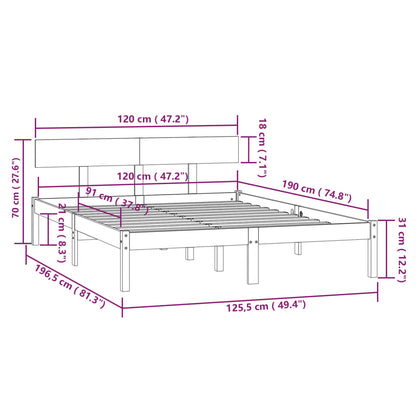 vidaXL Bed Frame | Black | Solid pinewood | Small Double | Hardwood | Bed Frame