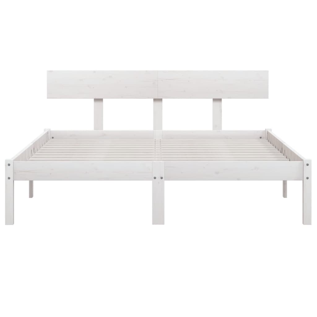 vidaXL Bed Frame | White | Solid Pine wood | Double | Classic/Traditional