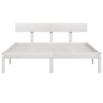 vidaXL Bed Frame | White | Solid Pine wood | Double | Classic/Traditional