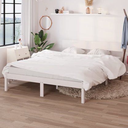 vidaXL Bed Frame | White | Solid Pine wood | Double | Classic/Traditional