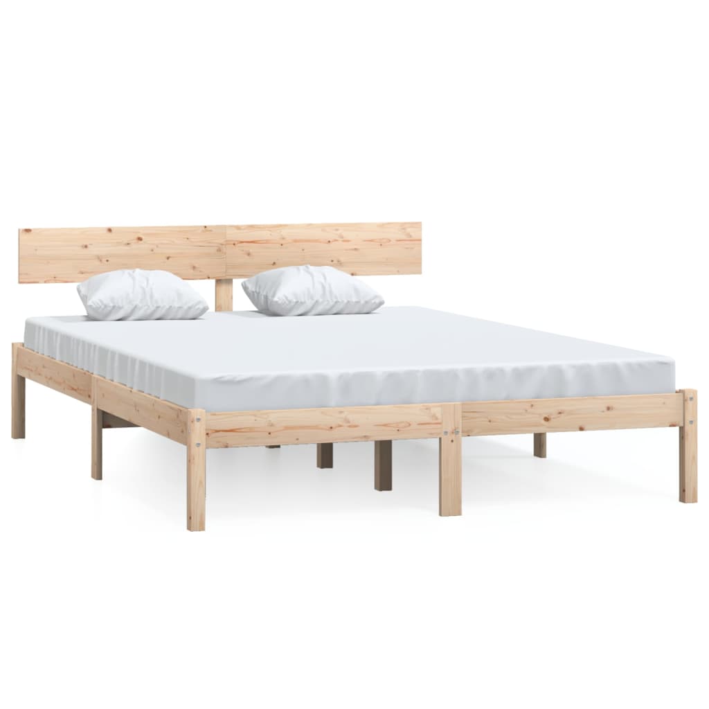 vidaXL Bed Frame | Natural Pine | Solid Pinewood | Double | Durable | Bed Frame