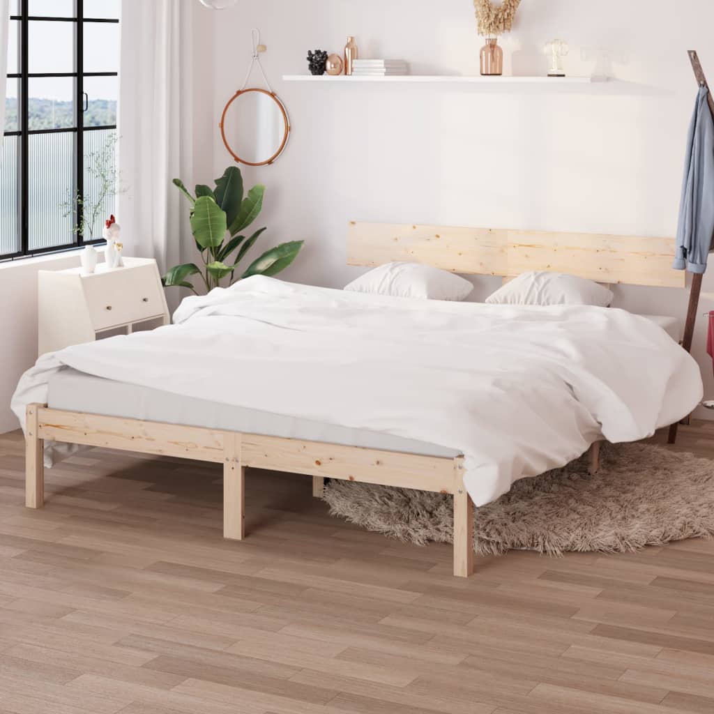 vidaXL Bed Frame | Natural Pine | Solid Pinewood | Double | Durable | Bed Frame