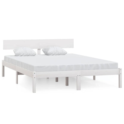 vidaXL Bed Frame without Mattress White Solid Wood 140x190 cm