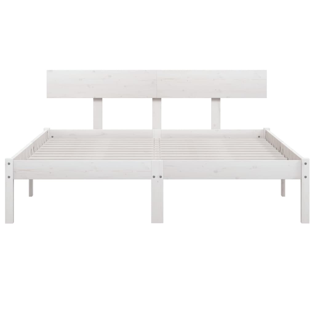 vidaXL Bed Frame without Mattress White Solid Wood 140x190 cm