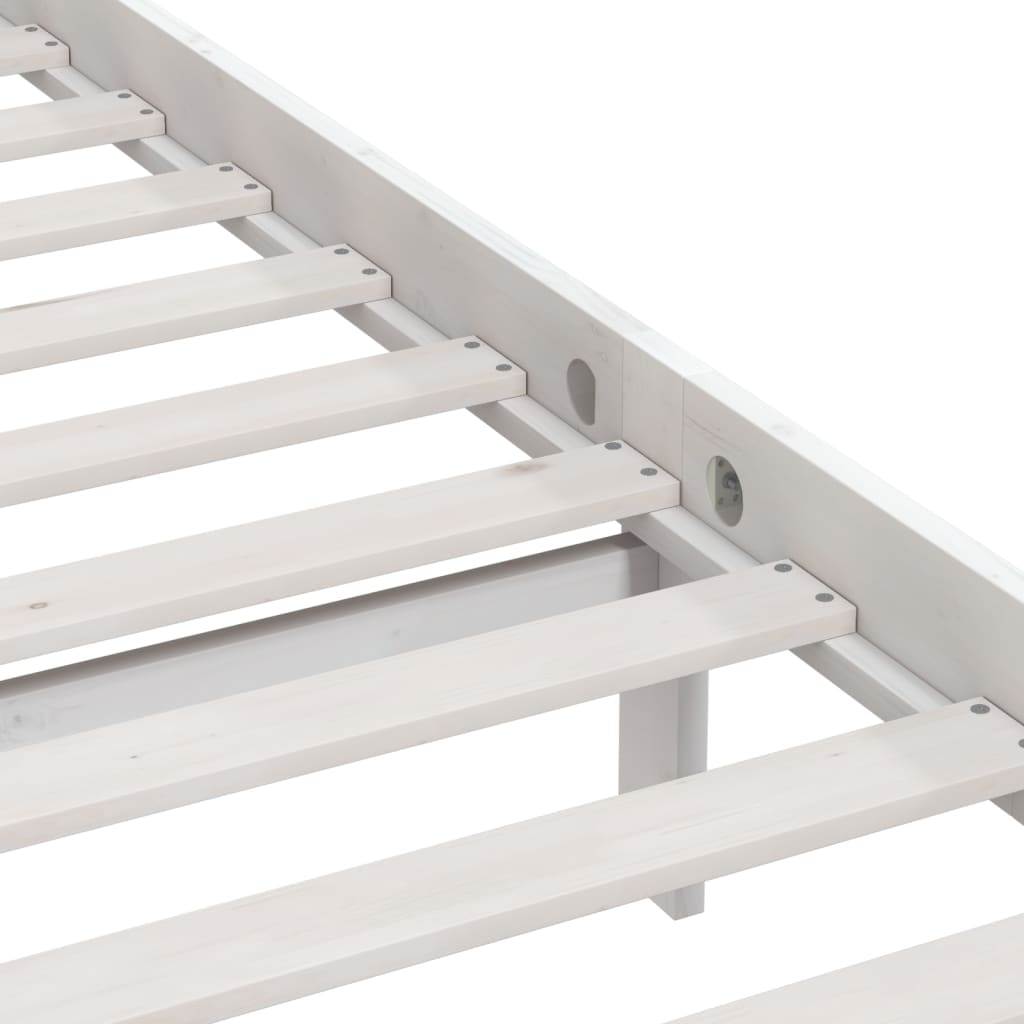 vidaXL Bed Frame without Mattress White Solid Wood 140x190 cm