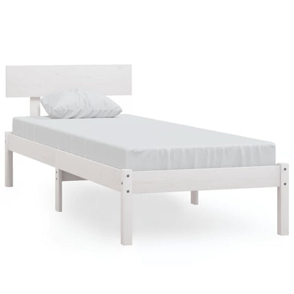vidaXL Bed Frame | White | Solid Pinewood | Single | Durable | Bed Frame
