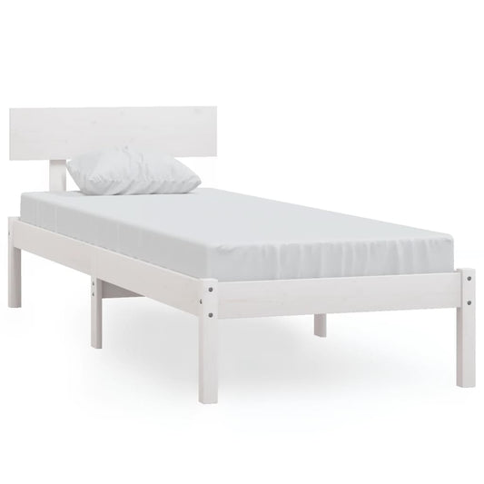vidaXL Bed Frame | White | Solid Pinewood | Single | Durable | Bed Frame