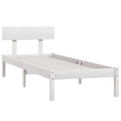 vidaXL Bed Frame | White | Solid Pinewood | Single | Durable | Bed Frame