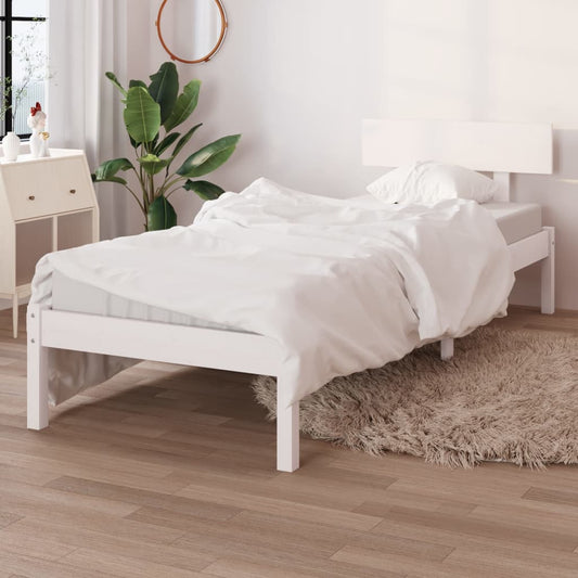 vidaXL Bed Frame | White | Solid Pinewood | Single | Durable | Bed Frame