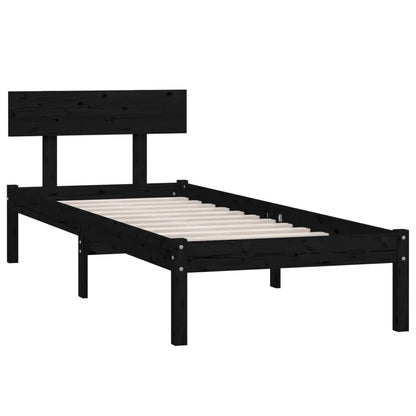 vidaXL Bed Frame | Black | Solid pinewood | Single | Durable | Bed Frame