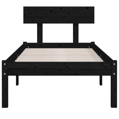 vidaXL Bed Frame | Black | Solid pinewood | Single | Durable | Bed Frame