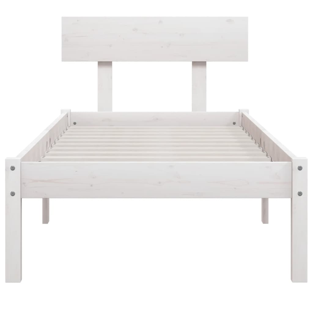 vidaXL Bed Frame | White | Solid Pine Wood | Single | Sturdy | Bed Frame