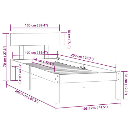 vidaXL Bed Frame | White | Solid Pine Wood | Single | Sturdy | Bed Frame