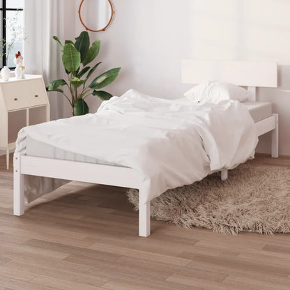vidaXL Bed Frame | White | Solid Pine Wood | Single | Sturdy | Bed Frame