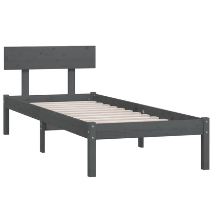 vidaXL Bed Frame | Grey | Solid pine wood | Single | Classic/Traditional